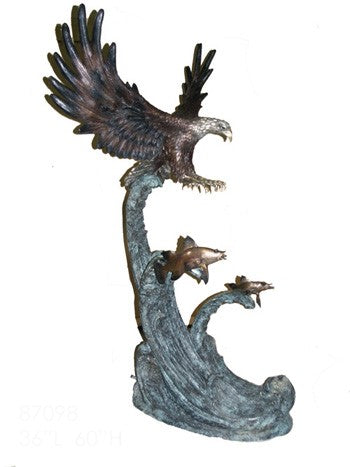 Large Bronze American Eagle in Flight Sculpture