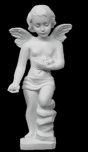 Serene Angel Carrying Roses Sculpture