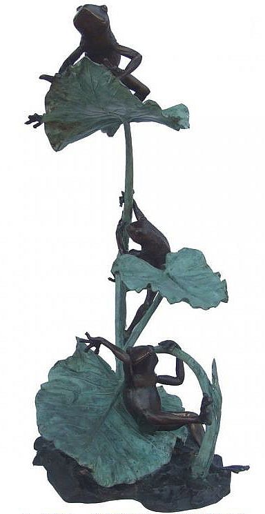 Bronze Frog on Lotus Fountain Statue