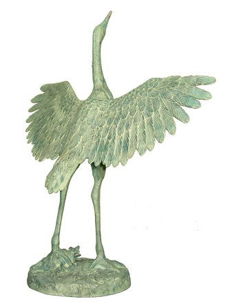 Large Outdoor Crane Sculpture with Wings Outstretched