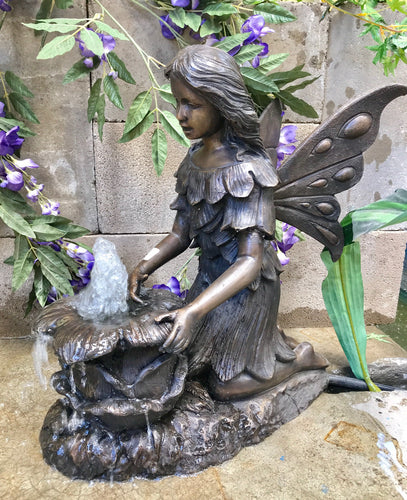 Isabella Fairy Girl Flower Fountain Bronze Statue