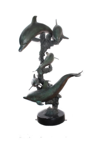 Life Size Bronze 5-Dolphin Fountain Statue