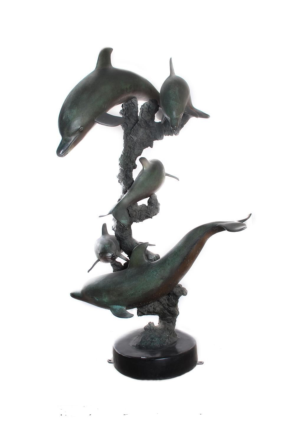 Life Size Bronze 5-Dolphin Fountain Statue