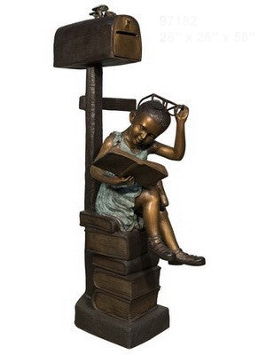 Lisa Reading Girl Bronze Mailbox Statue