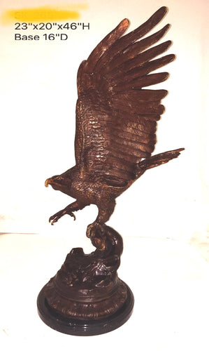 Large American Eagle Bronze Sculpture on Marble Base