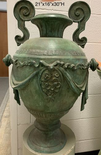 Majestic Bronze Urn with Drapery Designs