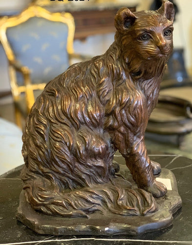 Bronze Sitting Persian Cat Sculpture