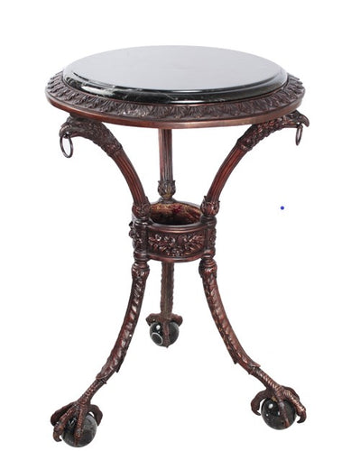 Classical Claw Foot Bronze End Table with Marble Top