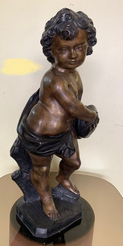 Bronze Standing Musical Cherub Sculpture