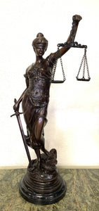 Tabletop Bronze Blind Justice Statue 23"H