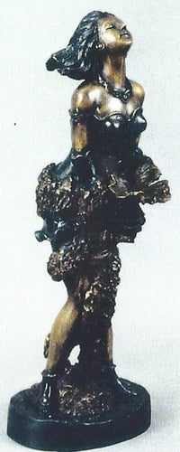 Bronze Girl with Flowers Sculpture