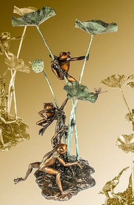 Frogs on Lotus Bronze Fountain Statue