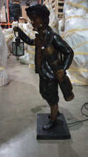 Load image into Gallery viewer, 36”H Male Golf Caddy with Lantern Bronze Sculpture