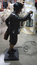 Load image into Gallery viewer, 36”H Male Golf Caddy with Lantern Bronze Sculpture