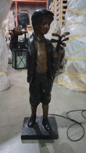Load image into Gallery viewer, 36”H Male Golf Caddy with Lantern Bronze Sculpture