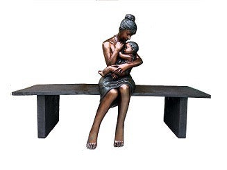 Bronze Life Size Mother and Child Statue and Sculpture