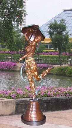 Art Deco Bronze Woman Fountain Statue
