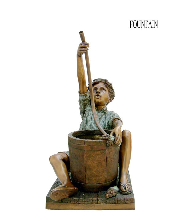Little Boy Holding Hose Bronze Fountain Statue