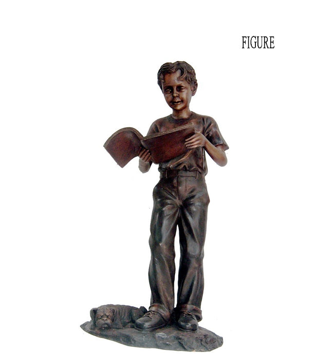 48”H Bronze Library Reading Boy with Dog Statue