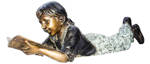 Bronze Alice Girl Reading Book Statue