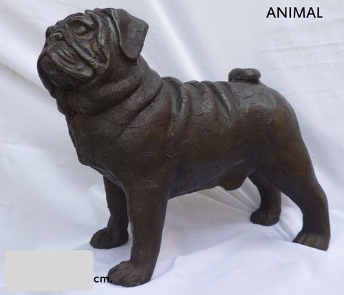Antique Bronze Pug Statue