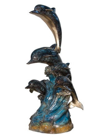 Bronze 5-Dolphin Fountain Statue in Special Finish