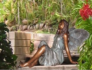 Antique Bronze Fairy Girl Garden Sculpture