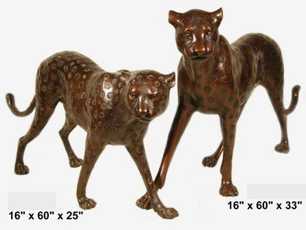 Life Size Cheetah Sculptures Pair