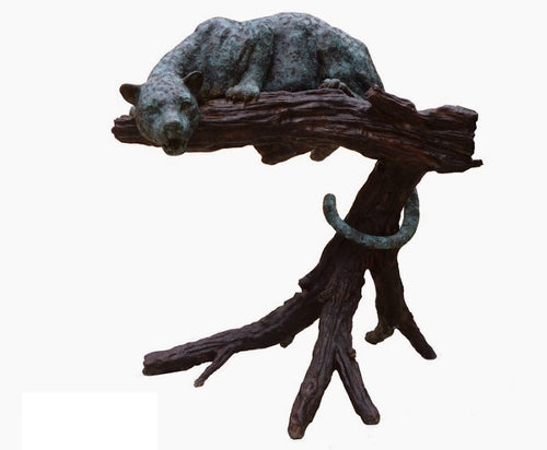 Large Bronze Tiger on Branch Sculpture