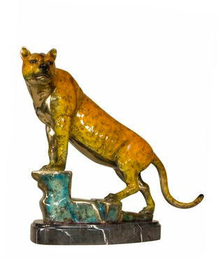 Watchful Bronze Tiger Sculpture
