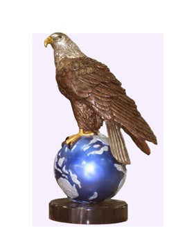 American Bald Eagle on Globe Bronze Statue