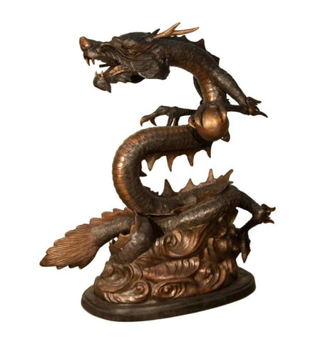 Bronze Mythical Asian Dragon Fountain Sculpture