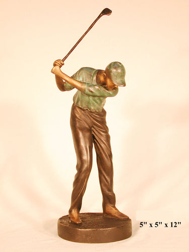 Bronze Male Golfer Tabletop Sculpture