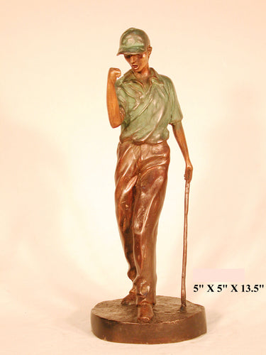 Confident Bronze Golfer Statue - Tabletop