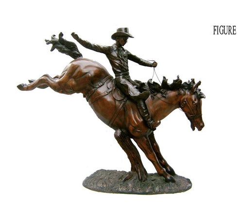 Bronze Western Cowboy Riding Horse Statue