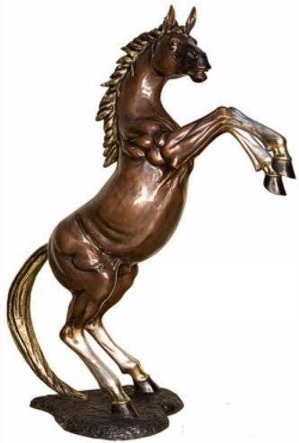 59”H Bronze Rearing Horse Statue