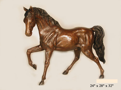 Bronze Standing Horse Sculpture with Head Tilted