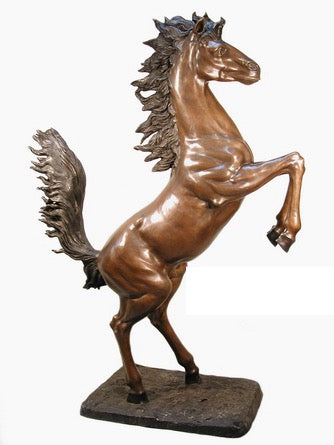 Bronze Life Size Rearing Horse Mustang Sculpture
