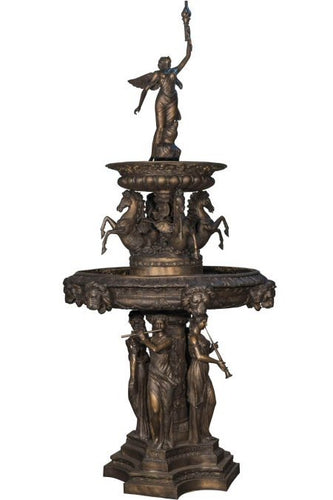 Medici Horses with Angel Bronze Estate Fountain