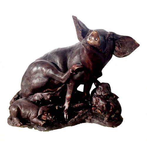 Happy Pig Sculptures in Bronze
