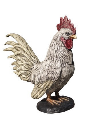 White Bronze Rooster Sculpture