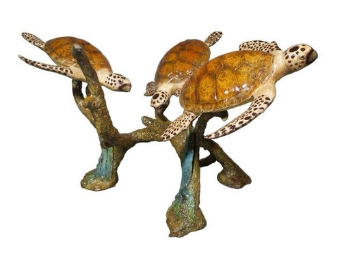 Hawksbill Sea Turtle Bronze Table Base Sculpture