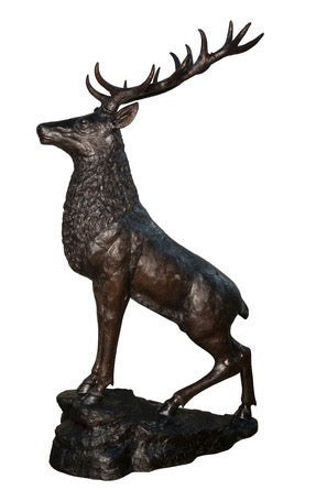 Life Size Bronze Elk Sculpture on Base