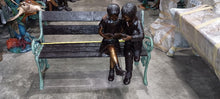Load image into Gallery viewer, Bronze Reading Boy and Girl Library Statue