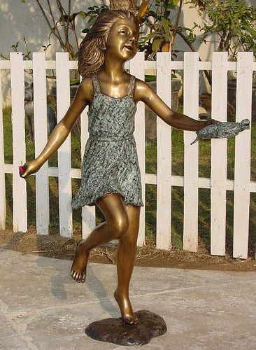 Running Girl with Turtle Statue