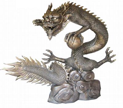 Life Size Bronze Chinese Dragon Sculpture with Pearl