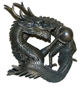 Bronze Chinese Dragon Sculpture with Orb