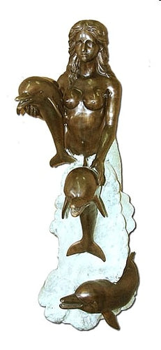 Mermaid with Three Dolphins Fountain Spitter