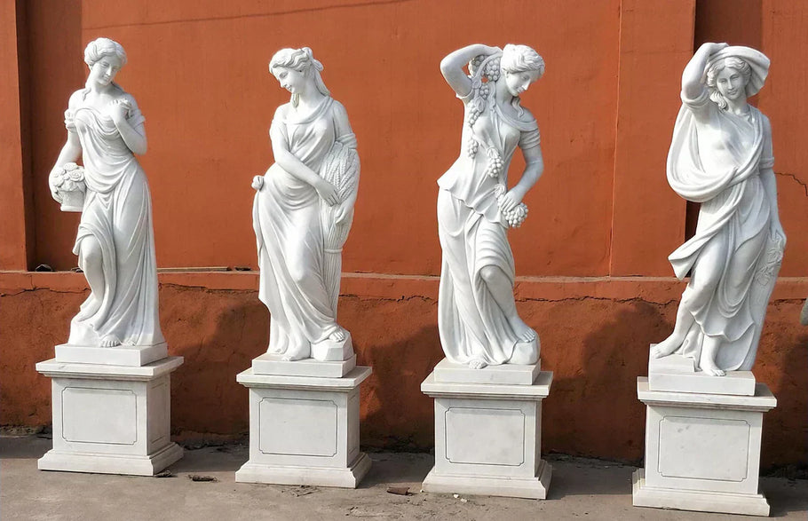 Four Seasons Statues for Gardens | Bronze & Marble Elegance