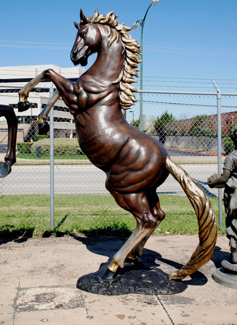 Rearing Bronze Horse Statues: Symbolism for Ranch & Park Decor ...